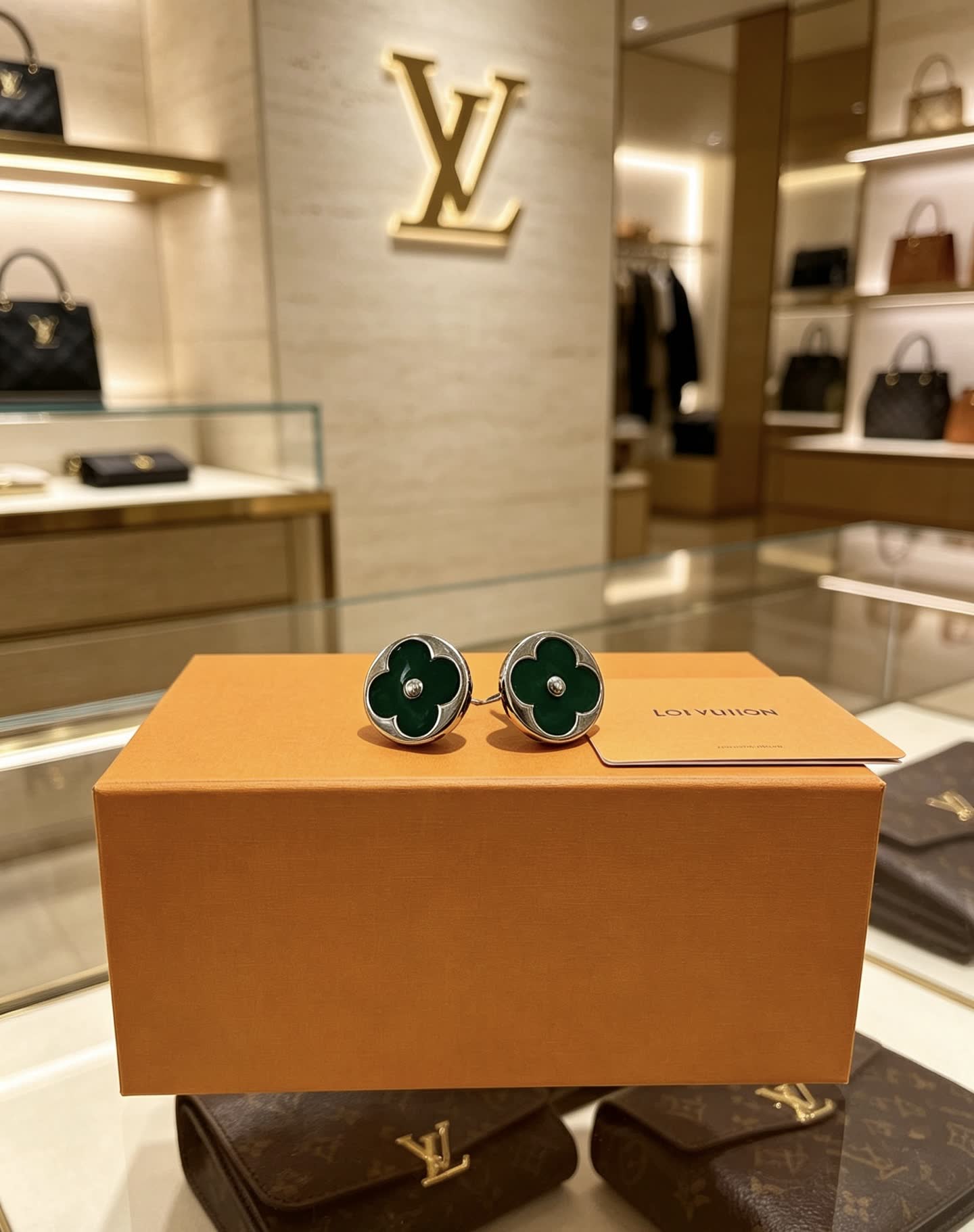 Louis Vuitton Green Flower Earrings